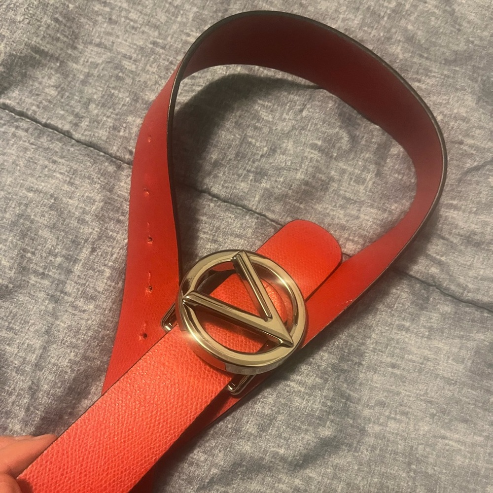 Valentino Red Belt with Gold Buckle